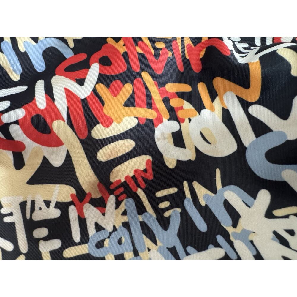 Calvin Klein Graffiti Logo Mini Backpack Purse Black Multicolor Nylon Bag - Picture 6 of 7